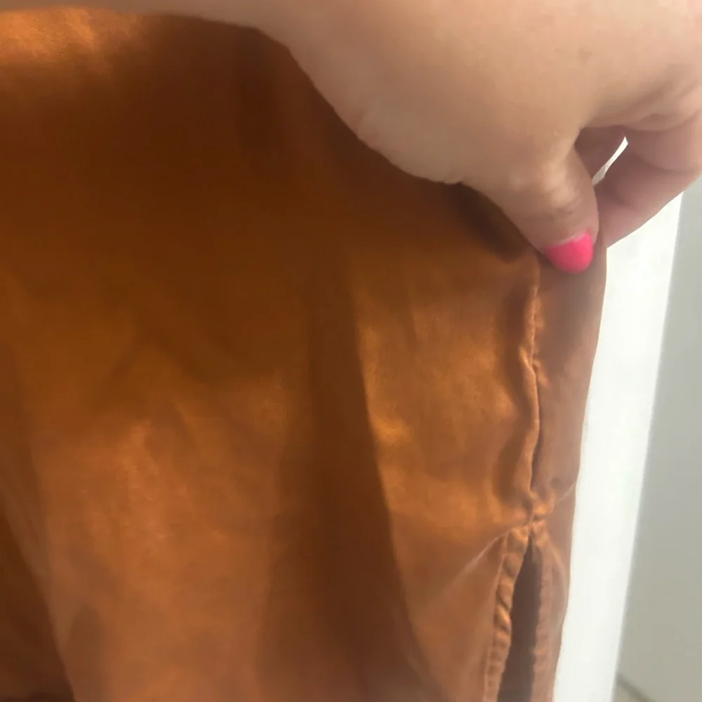 Anthropologie 100% silk Burnt Orange Short Sleeve Tee - Picture 7 of 10